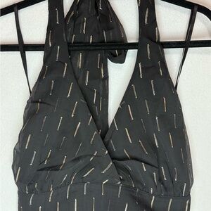 NEW BOG COLLECTIVE CIRCE BLACK AND GOLD SHIMMER HALTER TOP